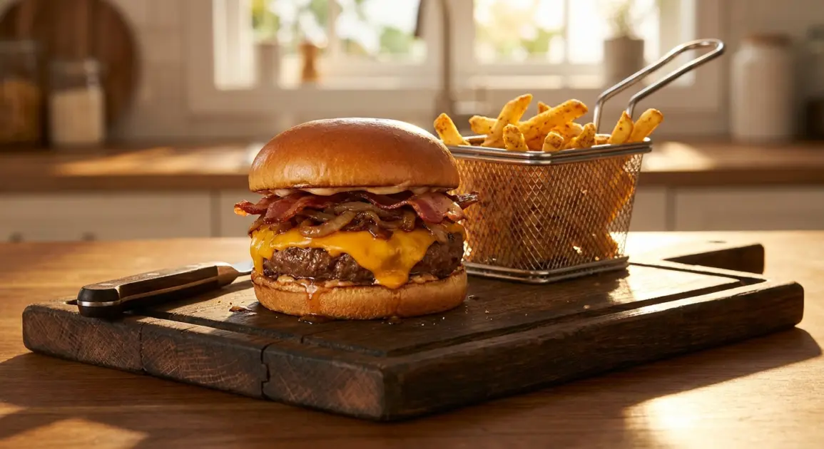 hamburguesa en freidora de aire